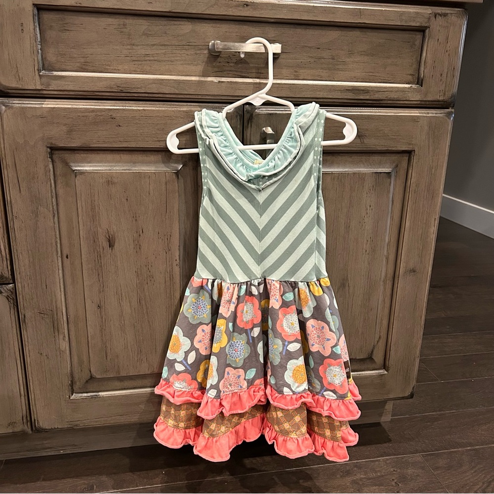 Matilda Jane Ruffle Girl Dress Fit & Flare Chevron Floral